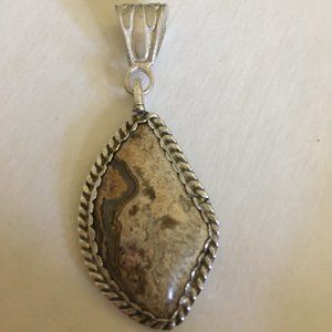 Vintage Native American Jasper/Agate Sterling Pendant